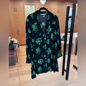 Black and green floral dress